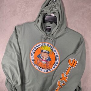 Naruto Shippuden Hoodie Mens 3XL Ichiraku Ramen Hidden Leaf Green Sweatshirt